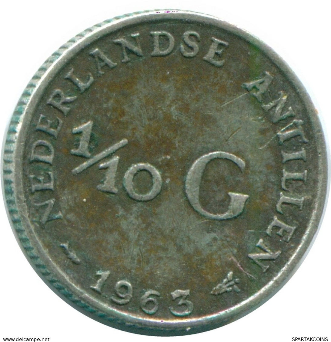 1/10 GULDEN 1963 ANTILLAS NEERLANDESAS PLATA Colonial Moneda #NL12591.3.E.A - Netherlands Antilles