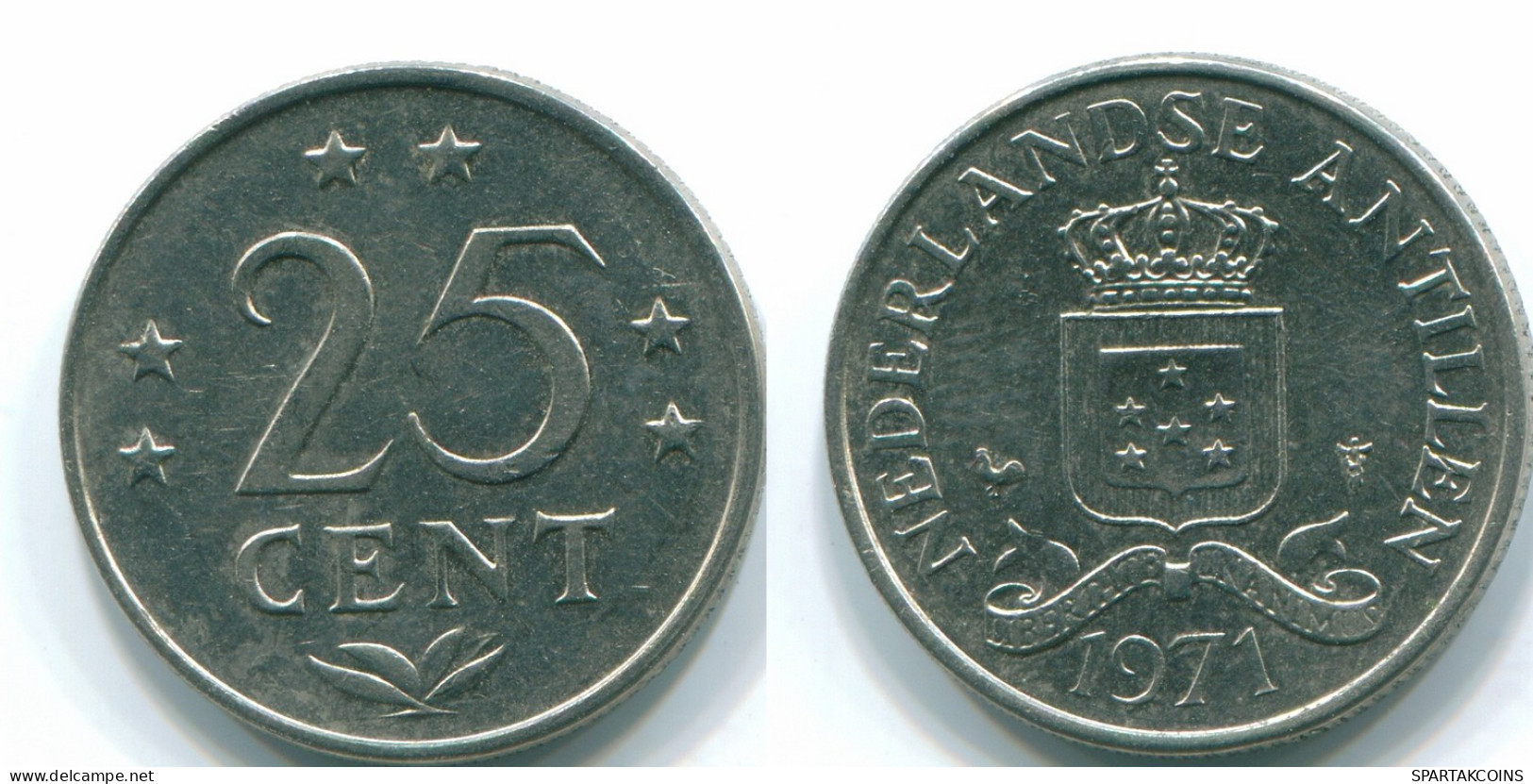 25 CENTS 1971 NIEDERLÄNDISCHE ANTILLEN Nickel Koloniale Münze #S11512.D.A - Netherlands Antilles