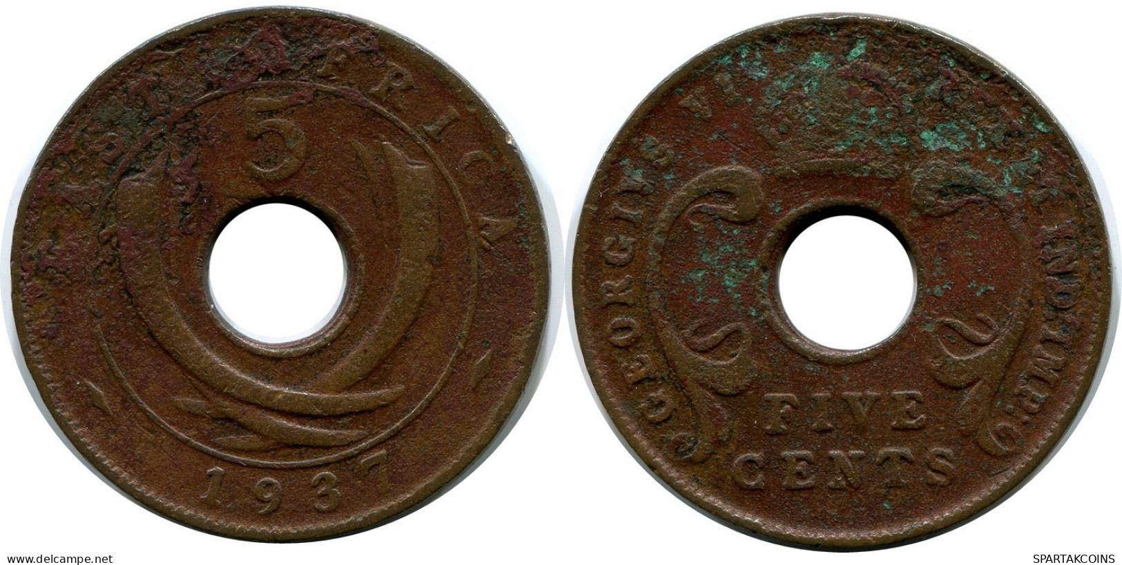 5 CENTS 1937 OSTAFRIKA EAST AFRICA Münze #AP873.D.A - Britische Kolonie