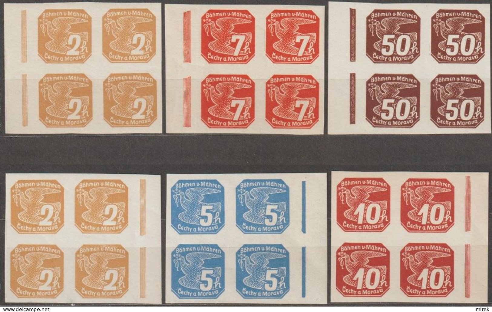 030/ Pof. NV 1-3,5,8;, Border 4-blocks, Broken Frames - Unused Stamps