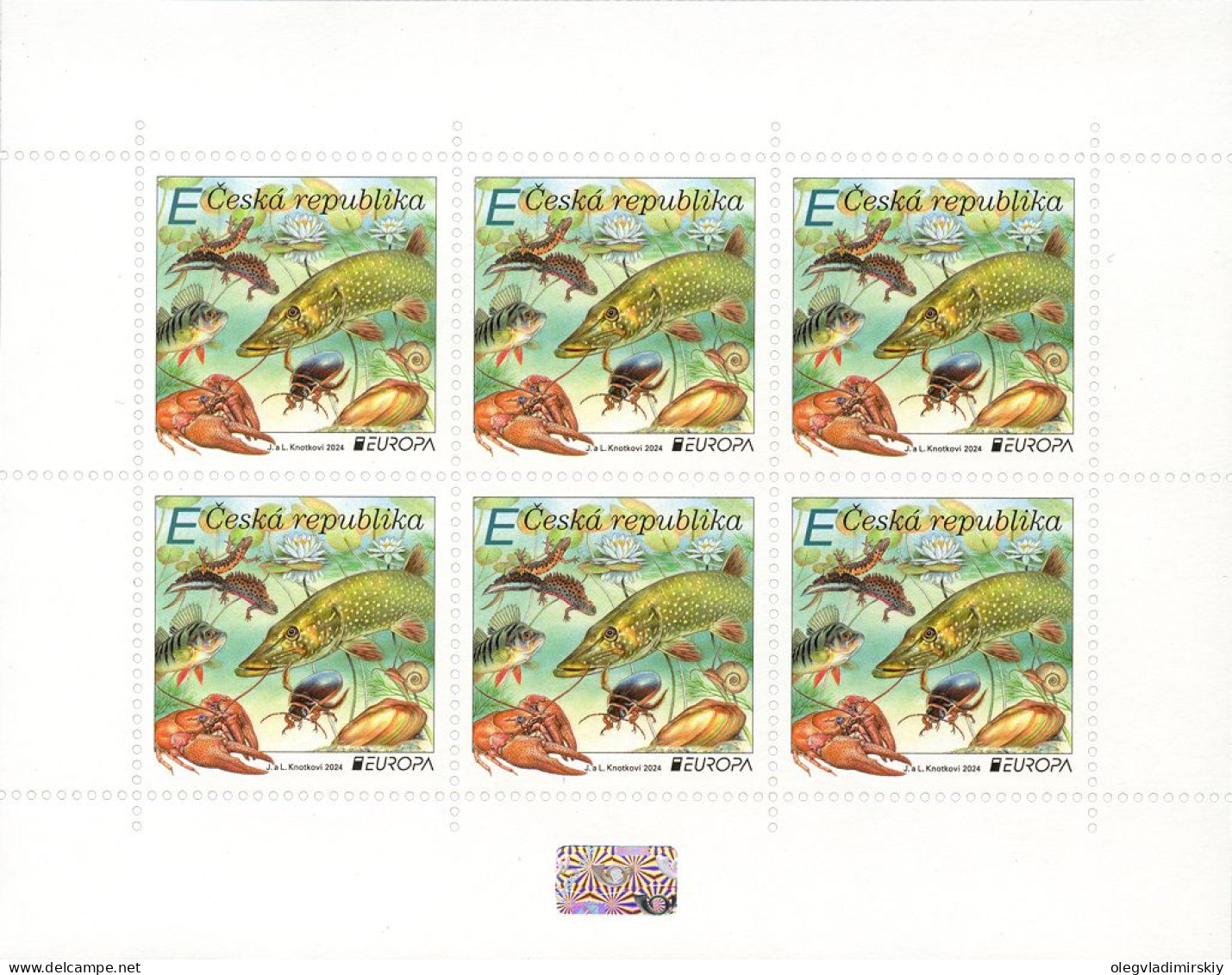 Czech Tschechien Tchèque 2024 Europa CEPT Underwater Flora And Fauna Fishes Crayfish Tritons Bugs Flowers Sheetlet MNH - Poissons