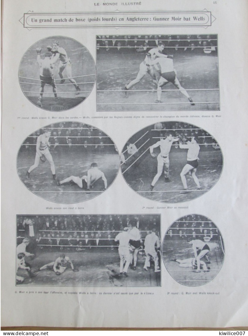 1911 Un Grand Match De Boxe  POIDS LOURDS Angleterre  GUNNER MOIR Bat WELLS  Par KO HISTOIRE DE LA BOXE - Ohne Zuordnung