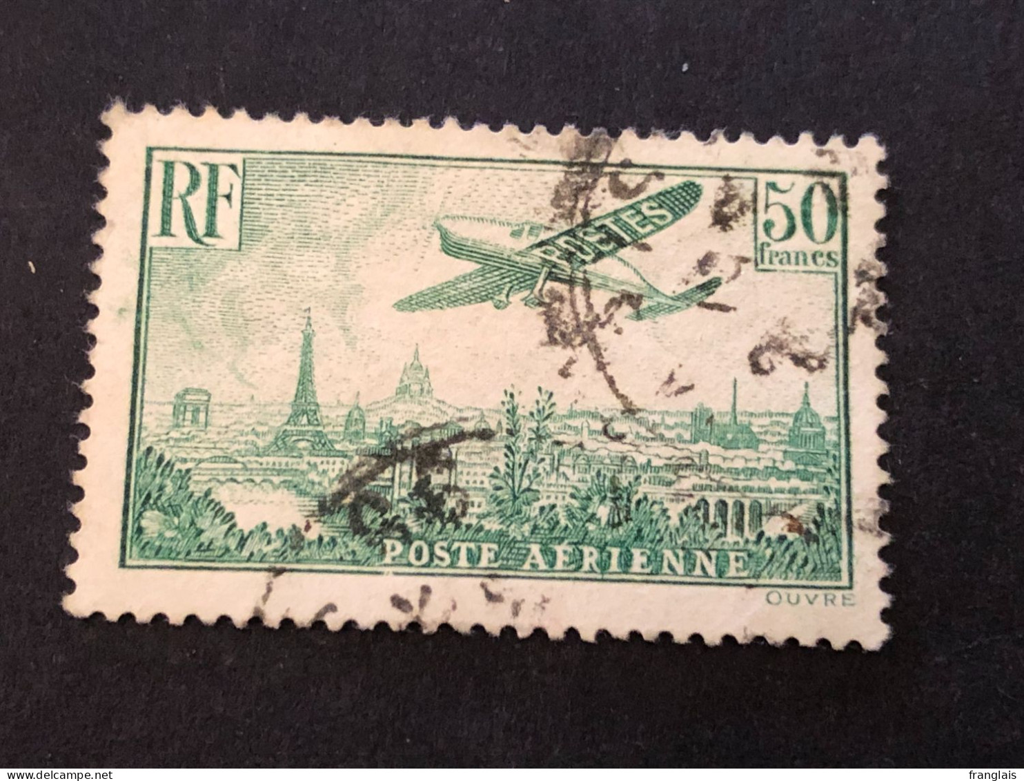 FRANCE PA 14  50f Vert, Cote 420€ - 1927-1959 Oblitérés