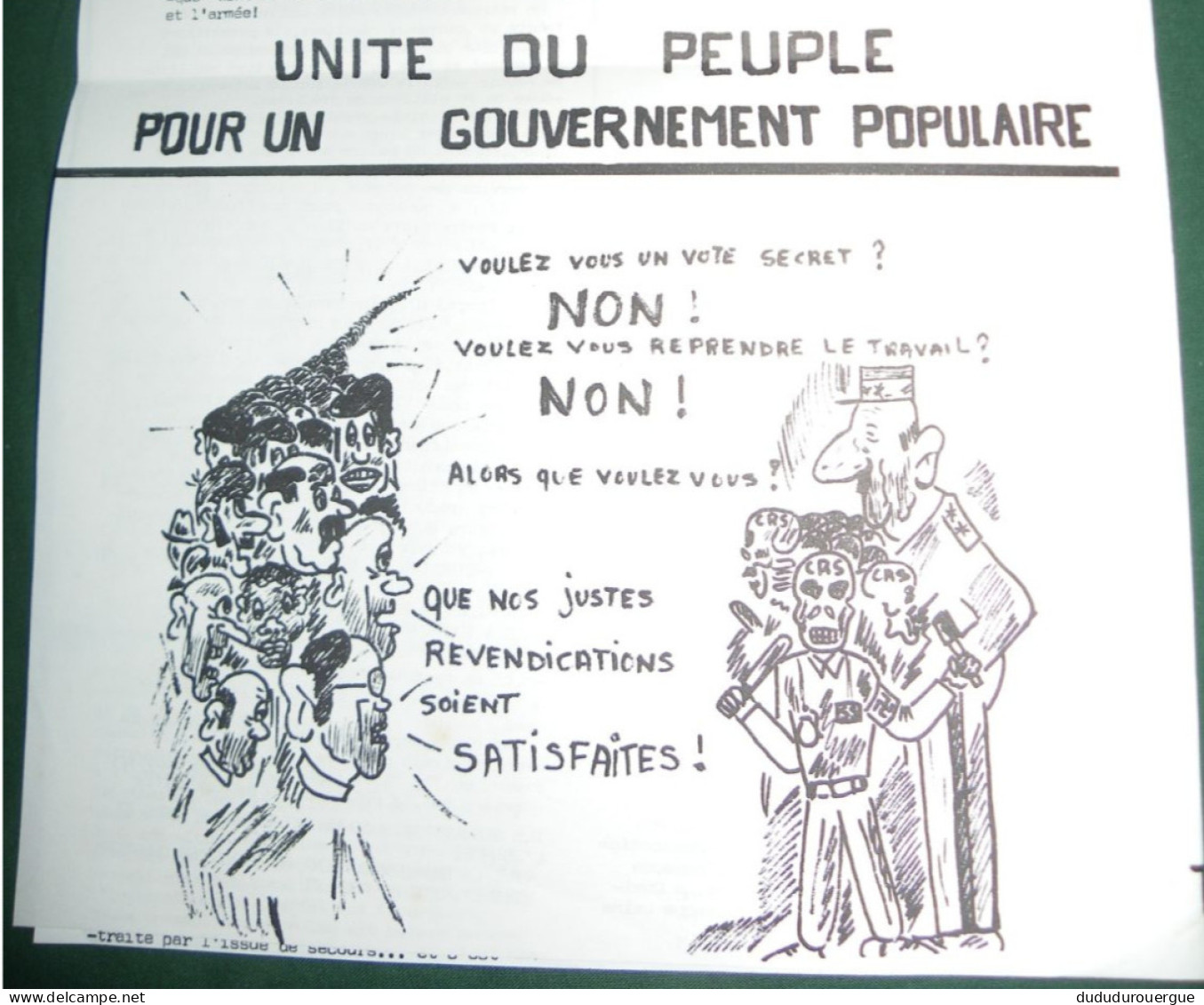 PROPAGANDE  1968 : L UNITE OUVRIERE , JOURNAL SYNDICALISTE PROLETARIEN REDIGE PAR DES MILITANTS CGT DE RENAULT - FLINS - Politique