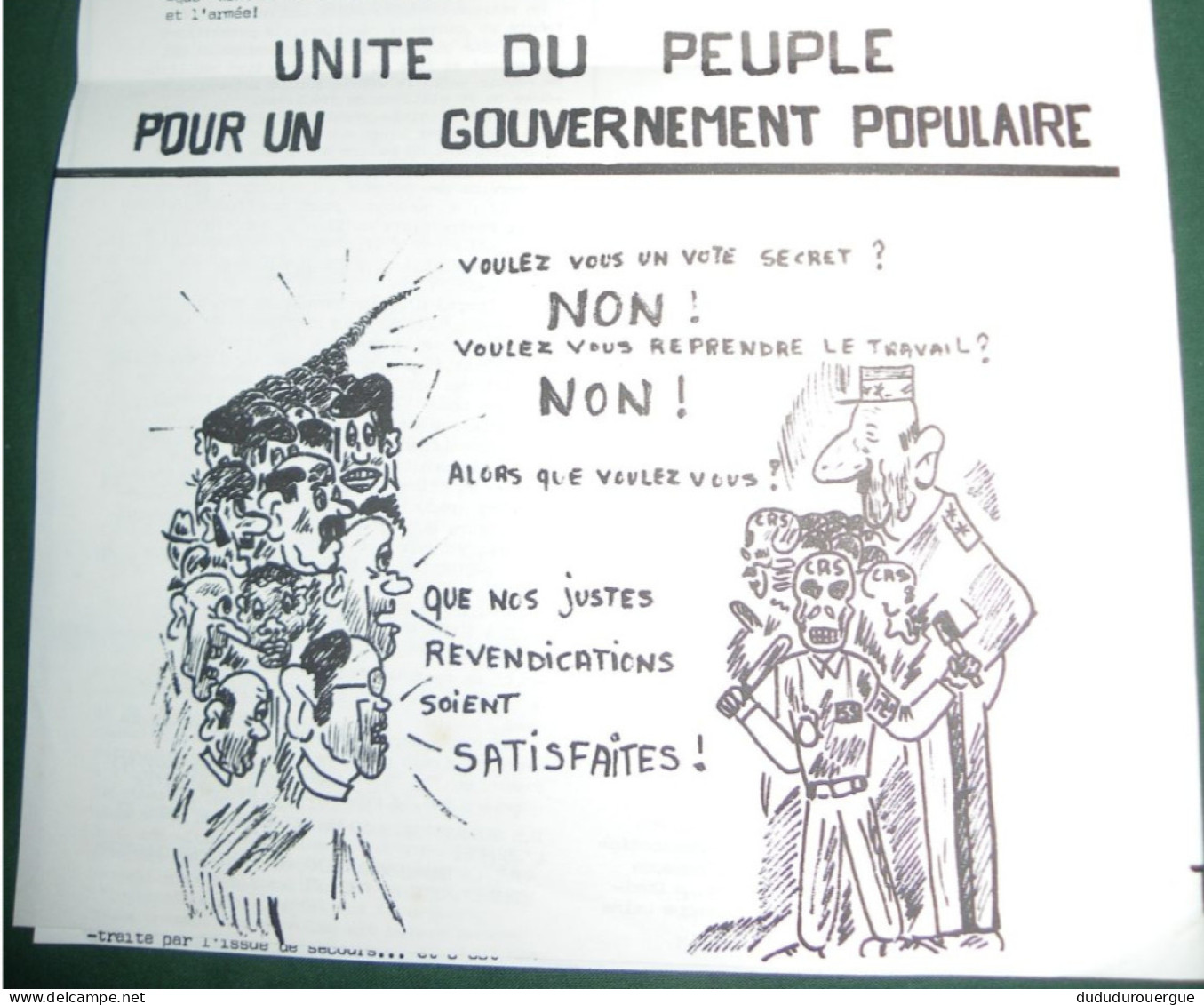 PROPAGANDE  1968 : L UNITE OUVRIERE , JOURNAL SYNDICALISTE PROLETARIEN REDIGE PAR DES MILITANTS CGT DE RENAULT - FLINS - Politik