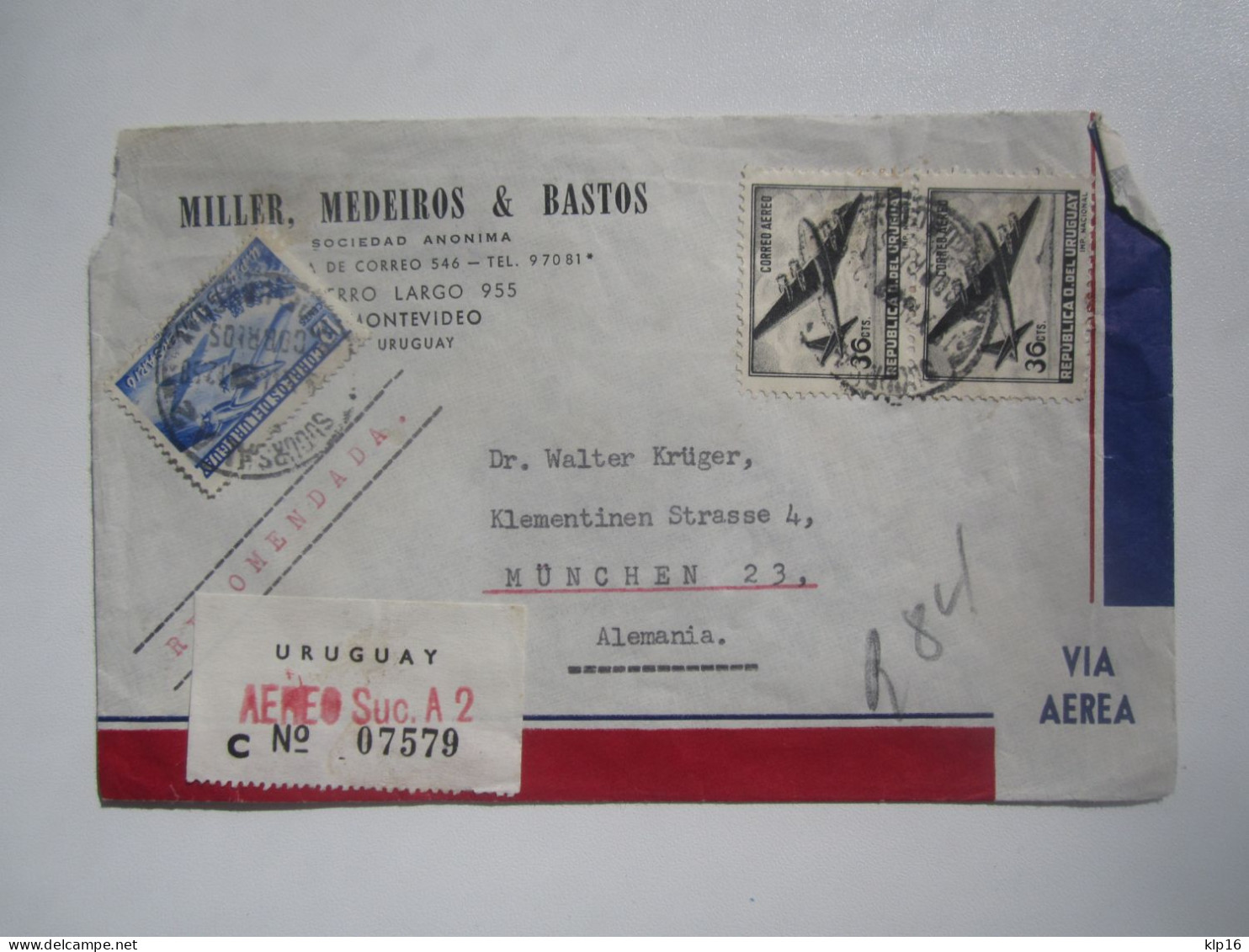 1958 URUGUAY REGISTERED COVER - Uruguay