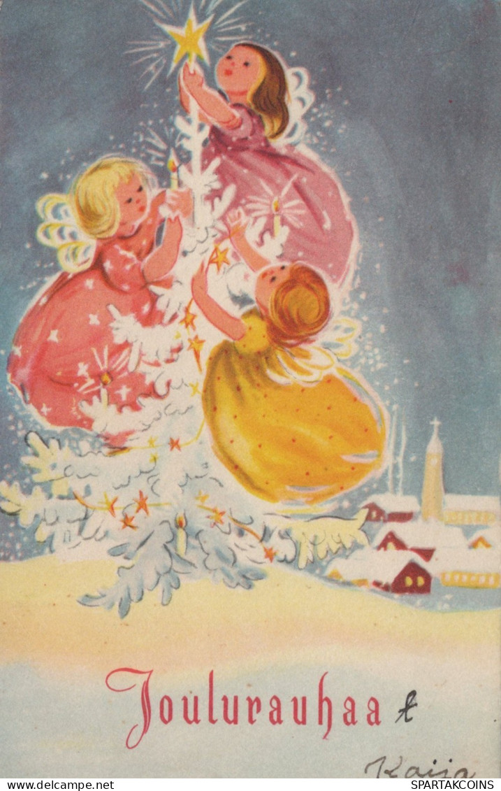ANGELO Buon Anno Natale Vintage Cartolina CPSMPF #PAG823.A - Engel