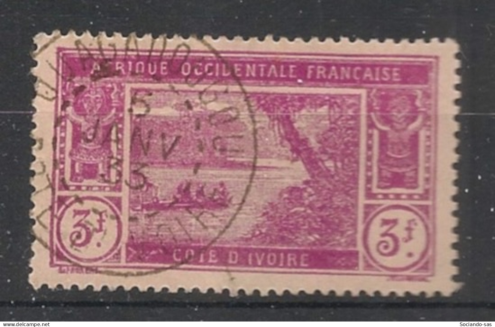 COTE D'IVOIRE - 1930 - N°YT. 83 - Lagune Ebrié 3f Lilas-rose - Oblitéré / Used - Oblitérés