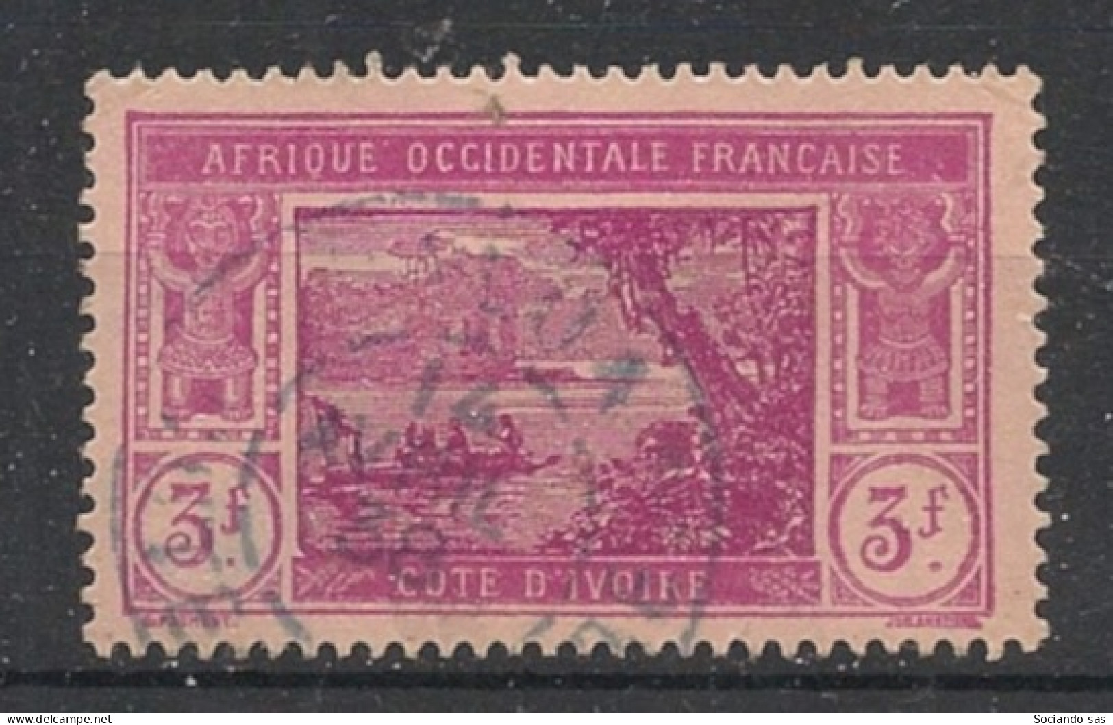 COTE D'IVOIRE - 1930 - N°YT. 83 - Lagune Ebrié 3f Lilas-rose - Oblitéré / Used - Used Stamps