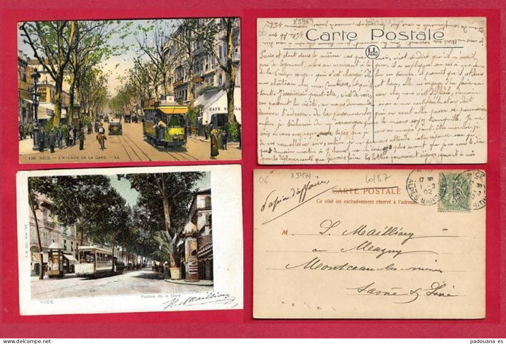 AB493 06 ALPES MARITIMES NICE AVENUE DE  LA GARE  BEAUX  PLANS TRAMWAYS LOT DE 2 CPA - Straßenverkehr - Auto, Bus, Tram