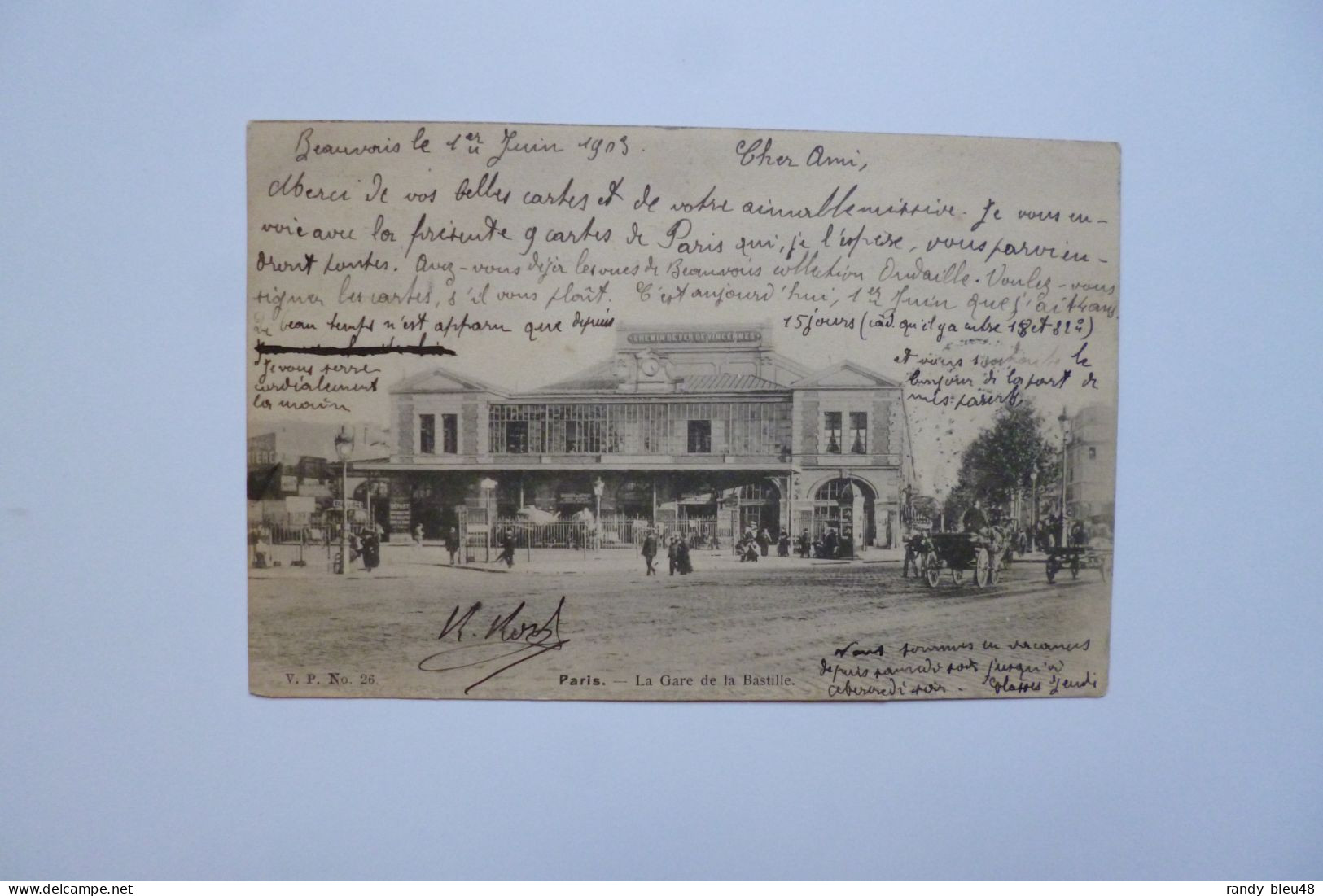 PARIS  -  Gare De La Bastille  -  Cachet Poste ISMALLIA - CAIRE  -  1903 - Transporte Público