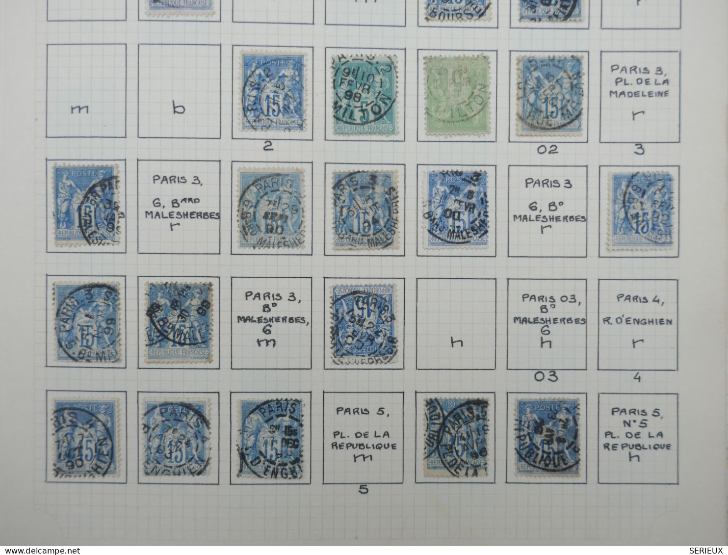 DO 9 FRANCE SUR  5 PAGES ETUDE BELLES OBLITERATIONS  SAGES  ++VU BEHR.DISPERSION COLLECTION++ - 1876-1898 Sage (Type II)