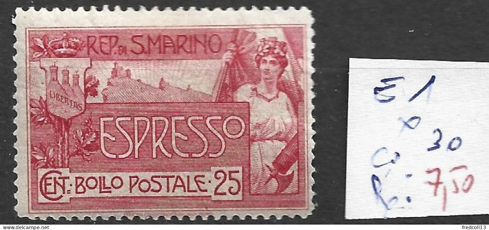 SAINT-MARIN EXPRESS 1 * Côte 30 € - Express Letter Stamps