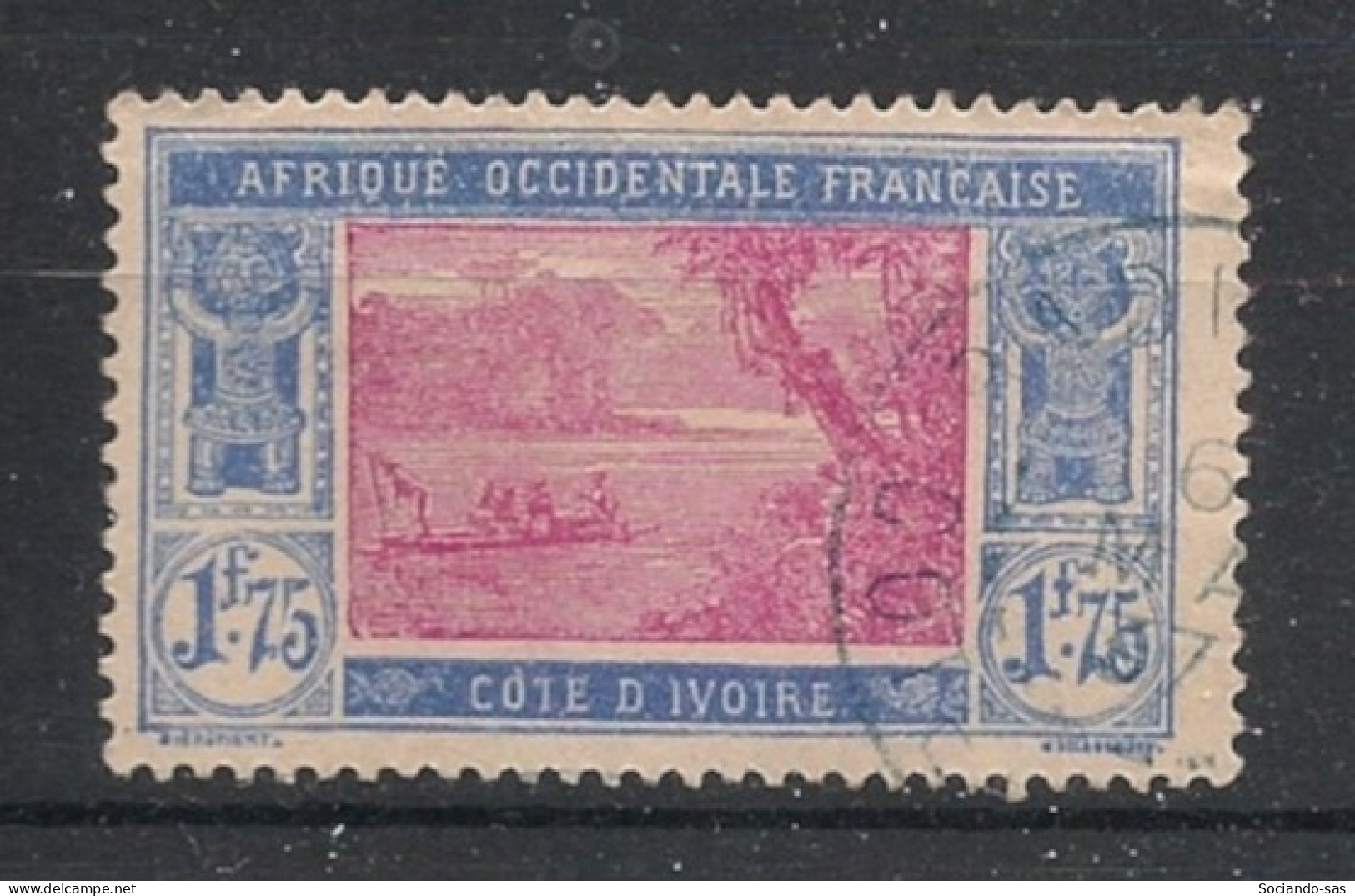 COTE D'IVOIRE - 1934-35 - N°YT. 105A - Lagune Ebrié 1f75 Outremer Et Rose - Oblitéré / Used - Gebruikt