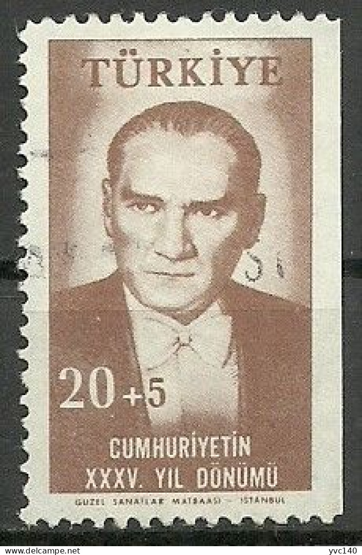 Turkey; 1958 35th Anniv. Of The Turkish Republic ERROR "Imperf. Edge" - Gebraucht