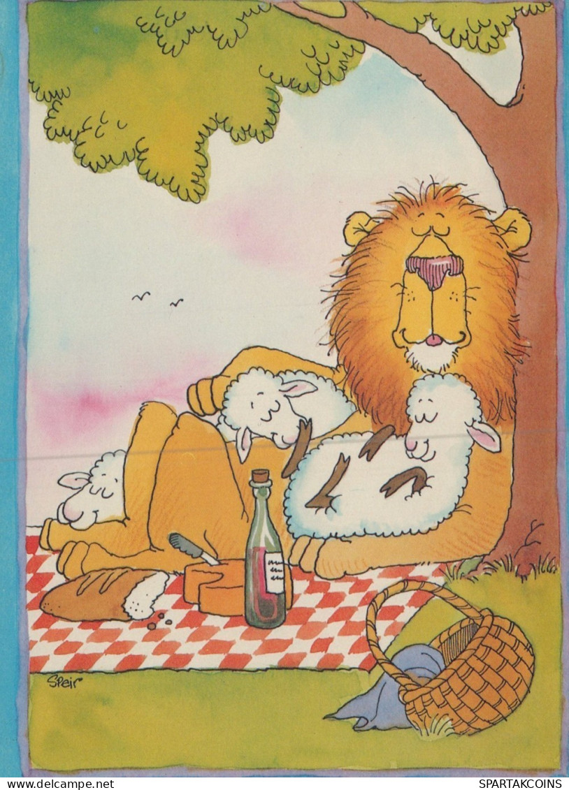 LEONE GRANDE GATTO Animale Vintage Cartolina CPSM #PAM013.A - Leeuwen