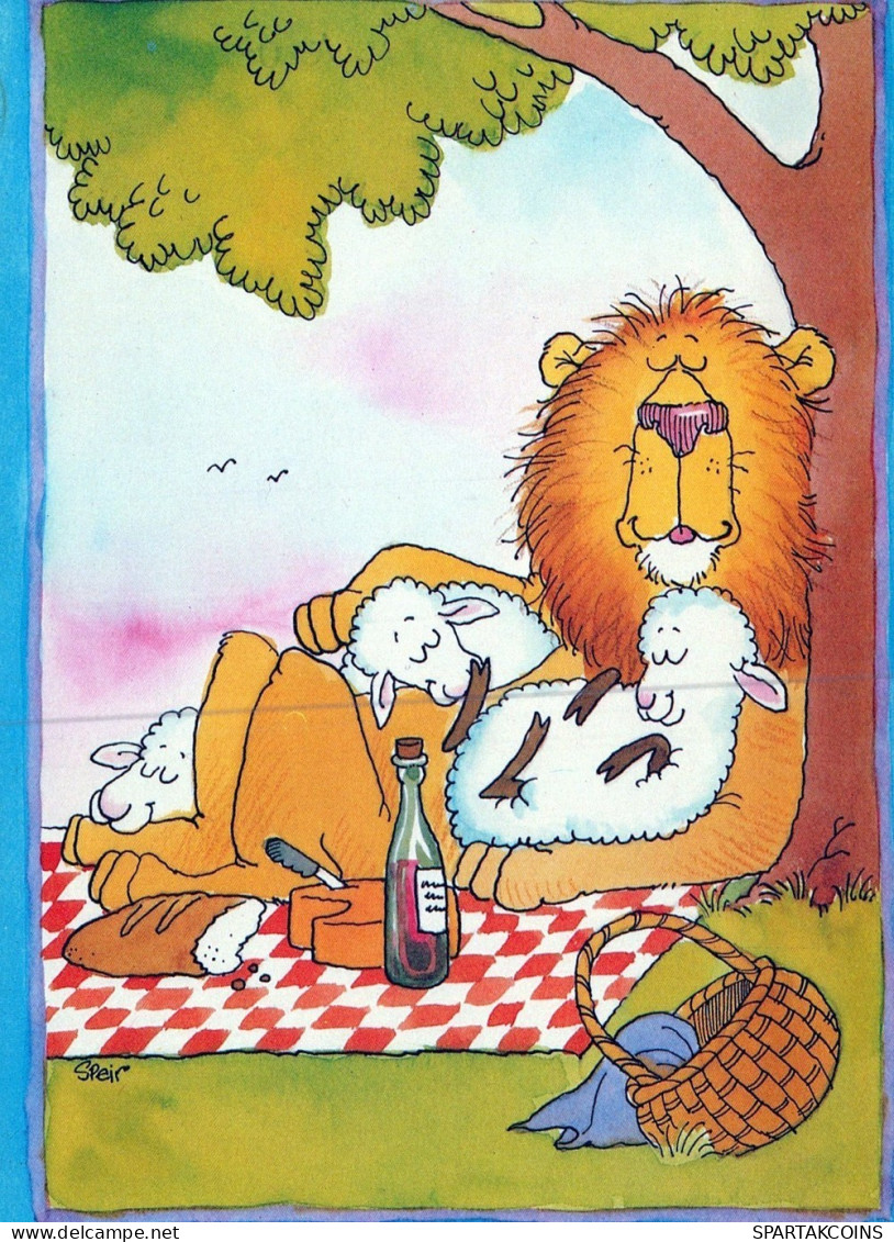 LEONE GRANDE GATTO Animale Vintage Cartolina CPSM #PAM013.A - Lions