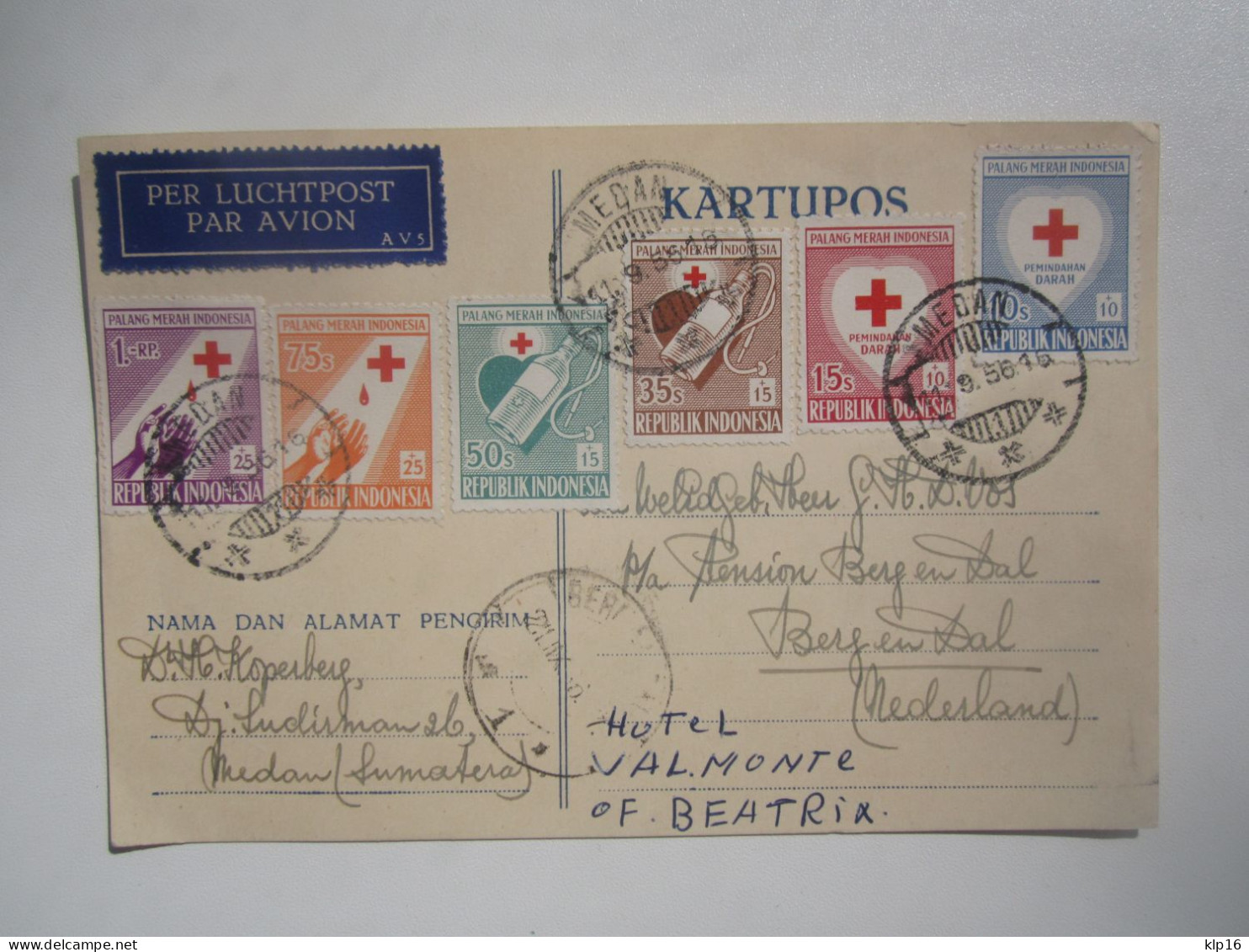 1956 INDONESIA POSTAL CARD RED CROSS - Indonesien