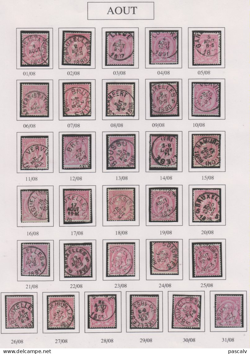 COB 46 calendrier complet du 1 Janvier au 31 Décembre 366 timbres