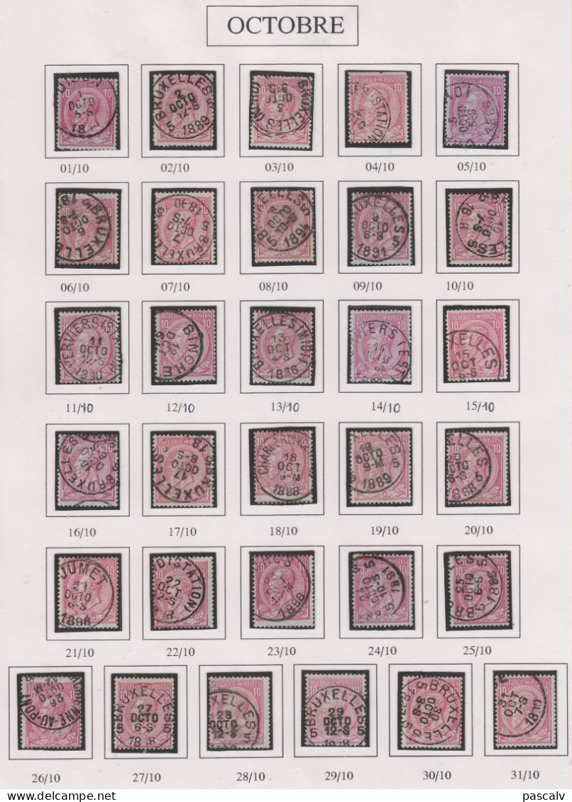 COB 46 calendrier complet du 1 Janvier au 31 Décembre 366 timbres