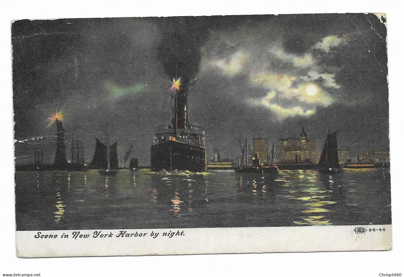 CPA RARE De 1909?- Scène In NEW YORK HARBOR By Night - Bateaux - - Autres & Non Classés