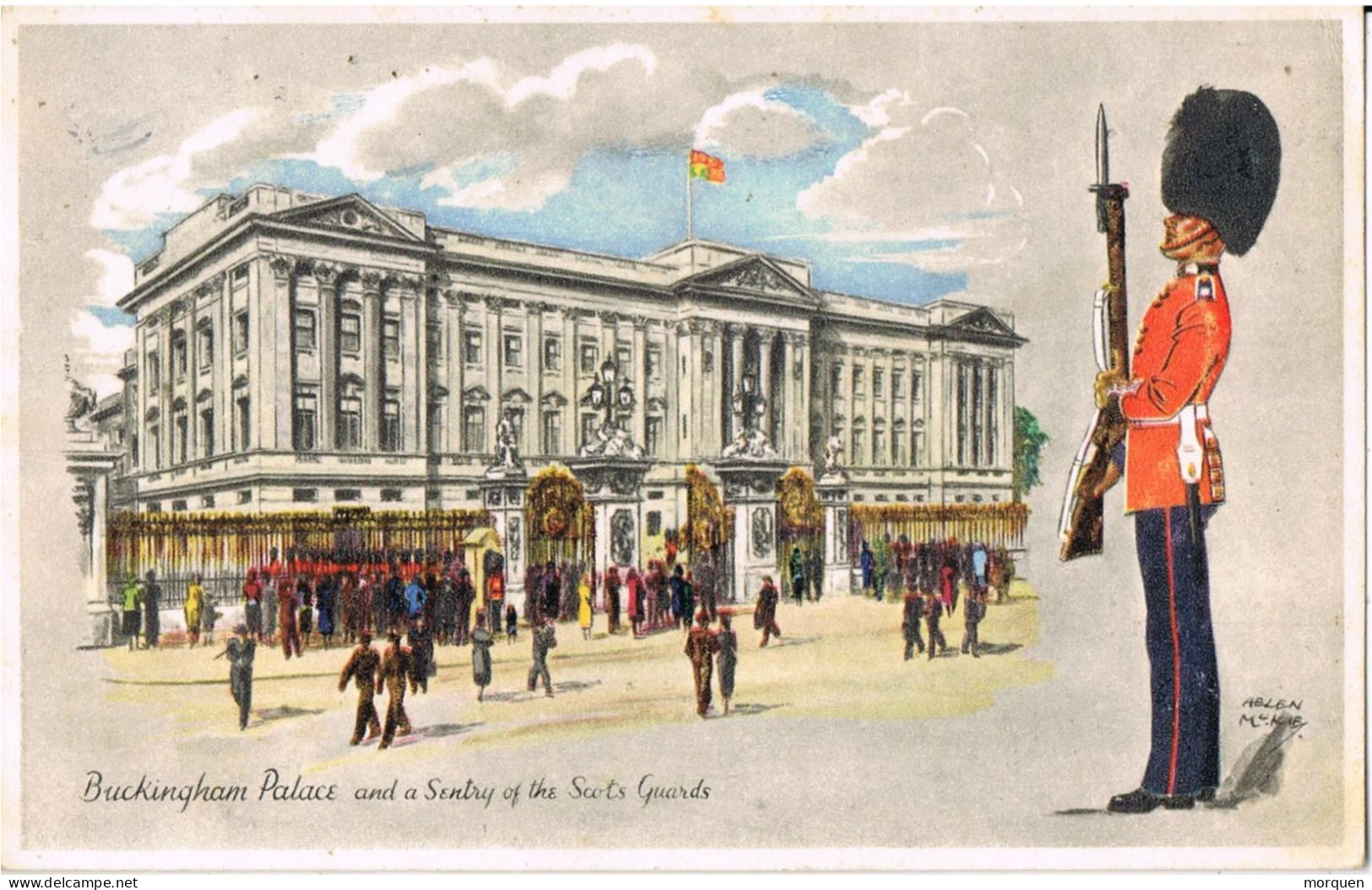 55030. Postal LEICESTER (England) 1958. BUCKINGHAM Palace, Guardia Real - Briefe U. Dokumente