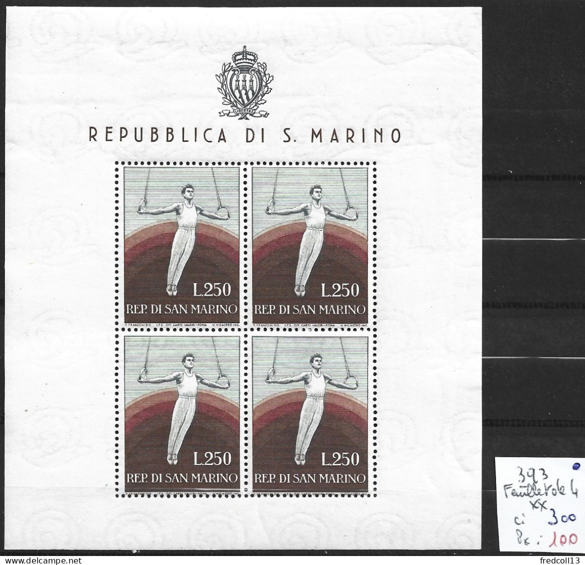 SAINT-MARIN 393 Feuillet De 4 ** Côte 300 € - Unused Stamps