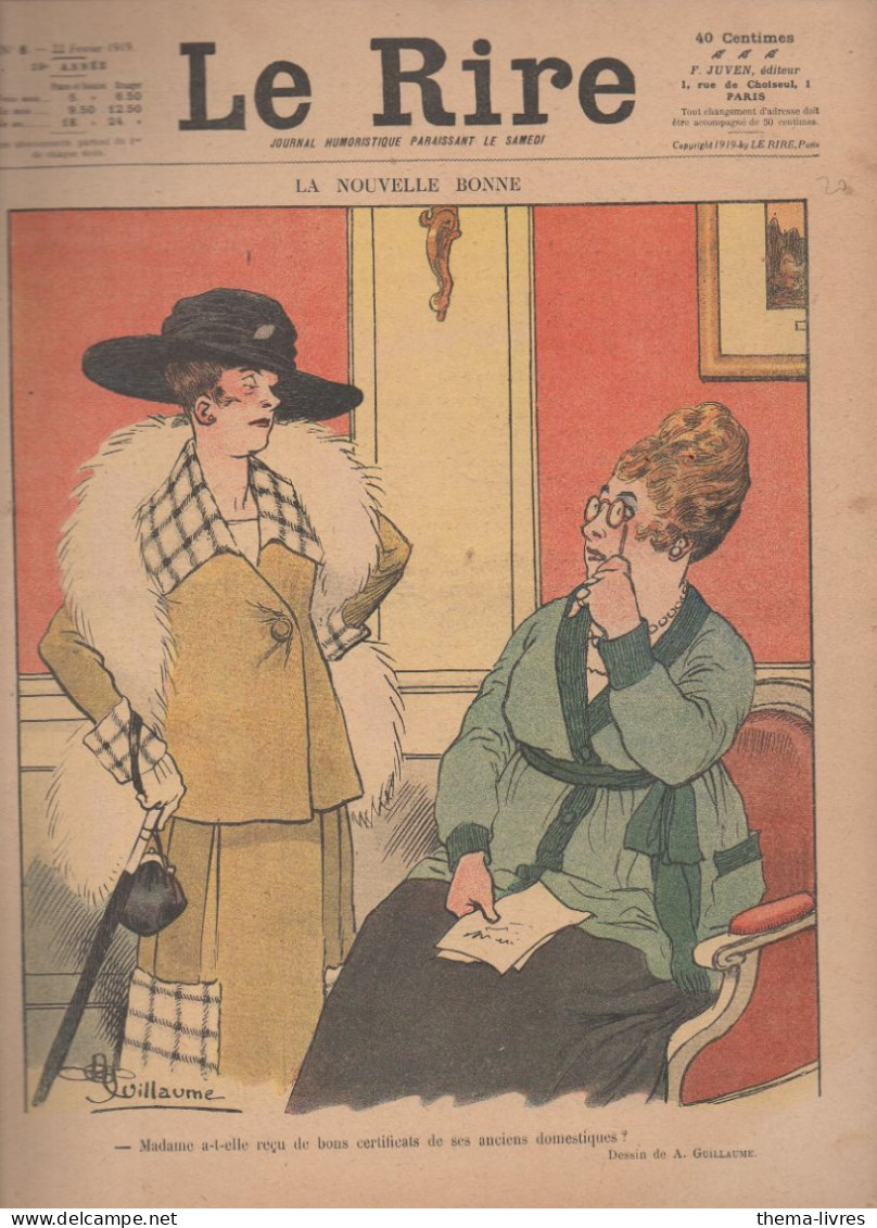 Revue LE RIRE    N°8 Du 22 Fevrier 1919 Couverture GUILLAUME  (CAT4087X) - Humor