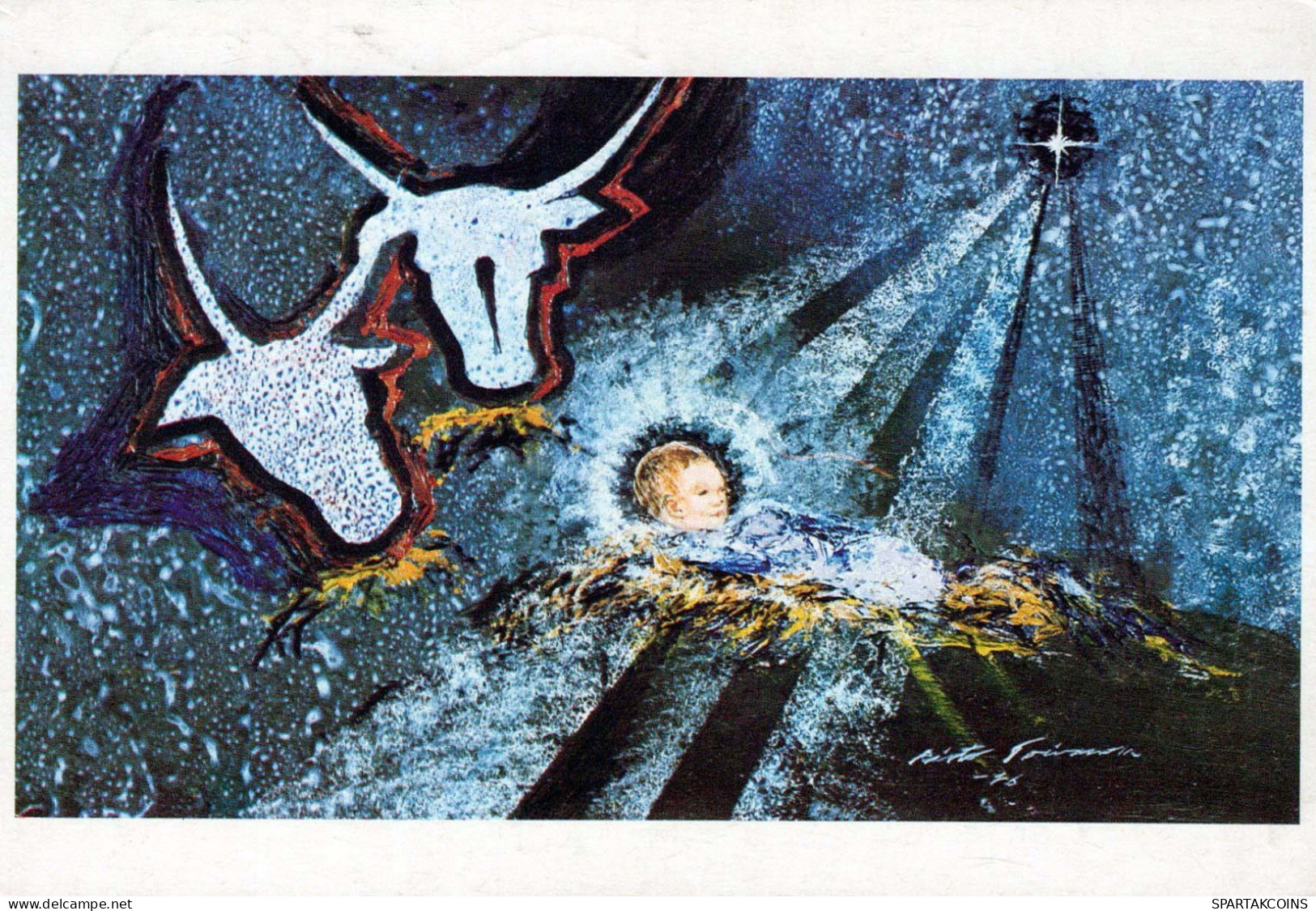 CRISTO SANTO Gesù Bambino Natale Religione Vintage Cartolina CPSM #PBP694.A - Jesus