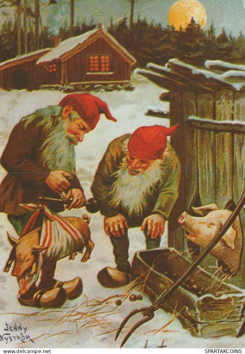 PÈRE NOËL Bonne Année Noël GNOME Vintage Carte Postale CPSM #PBL711.A - Santa Claus
