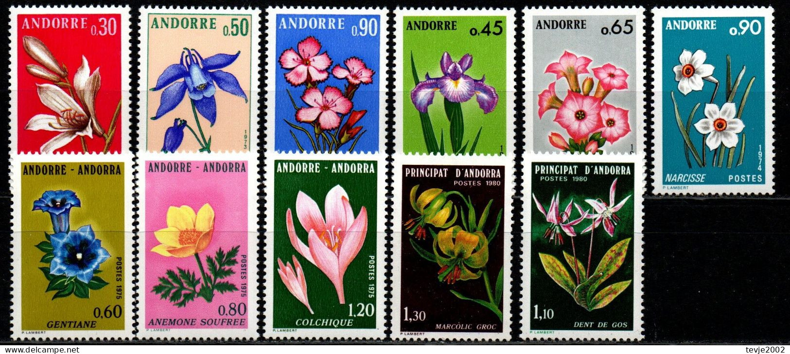 Franz. Andorra - Lot Aus 1973 - 1980 - Postfrisch MNH - Blumen Flowers - Altri & Non Classificati