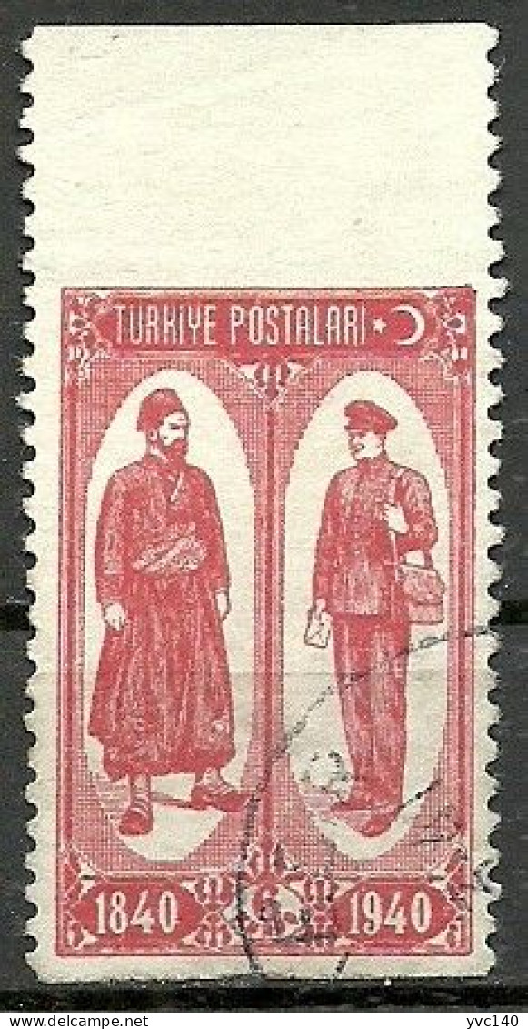 Turkey; 1940 100th Anniv. Of The Post 6 K. "Imperf. Edge" ERROR - Gebraucht