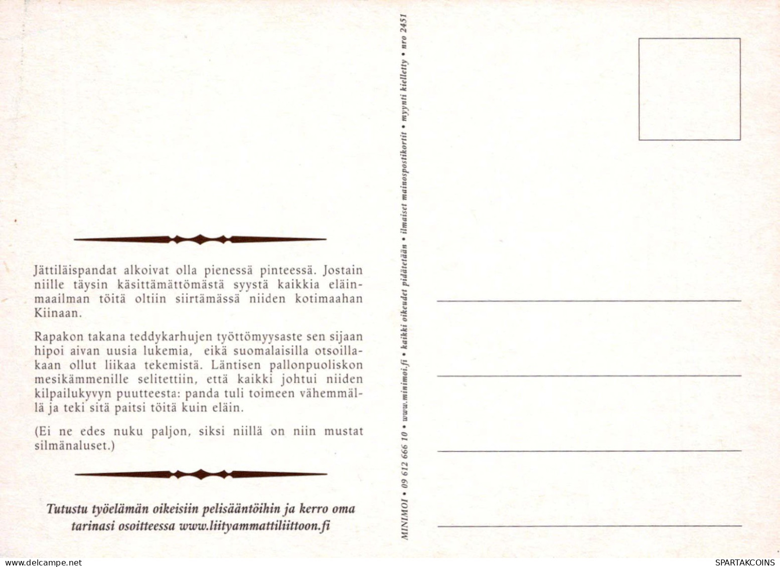 BEAR Animals Vintage Postcard CPSM #PBS140.A - Beren