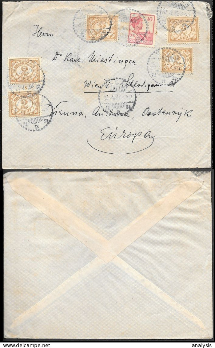 Netherlands Indies Medan Cover Mailed To Austria 1922. 20c Rate. Indonesia - Netherlands Indies