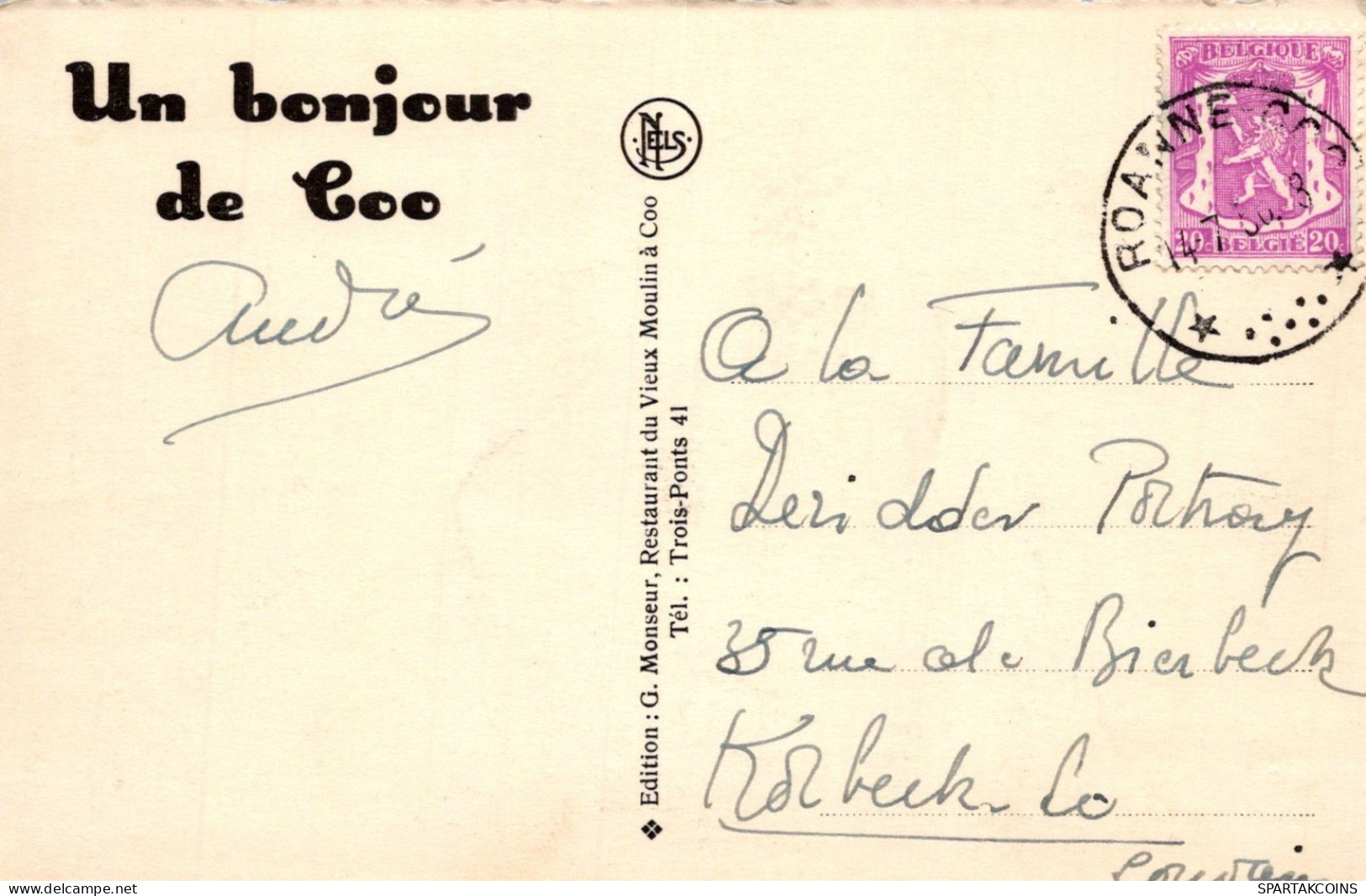 BELGIEN COO WASSERFALL Provinz Lüttich (Liège) Postkarte CPA #PAD145.A - Stavelot