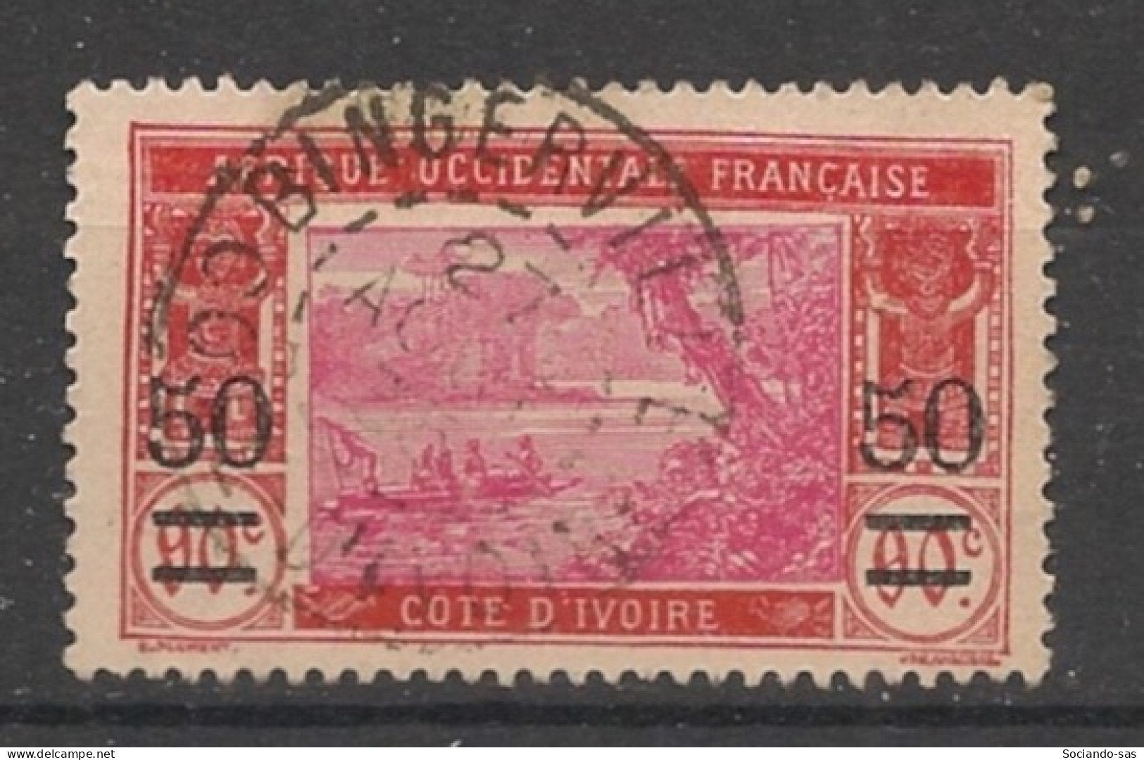COTE D'IVOIRE - 1934-35 - N°YT. 108 - Lagune Ebrié 50 Sur 90c Brique - Oblitéré / Used - Usati