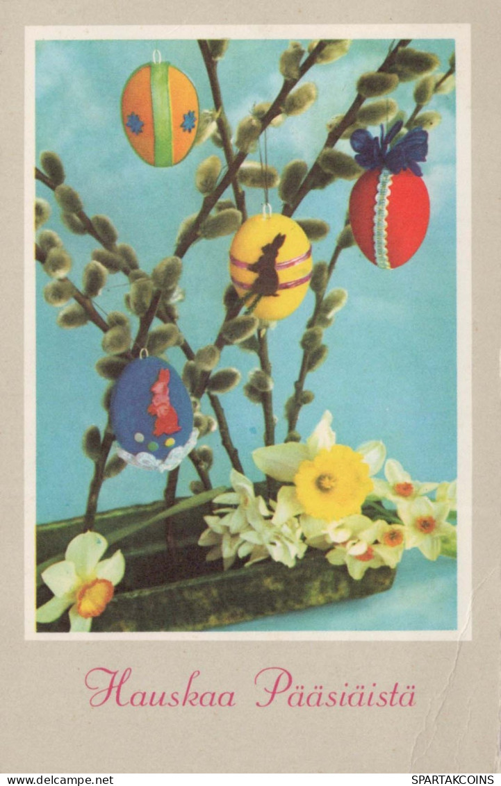 OSTERN FLOWERS EI Vintage Ansichtskarte Postkarte CPA #PKE170.A - Easter
