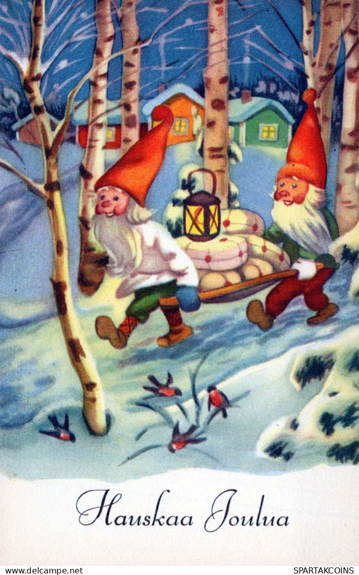BABBO NATALE Buon Anno Natale GNOME Vintage Cartolina CPSMPF #PKD387.A - Santa Claus