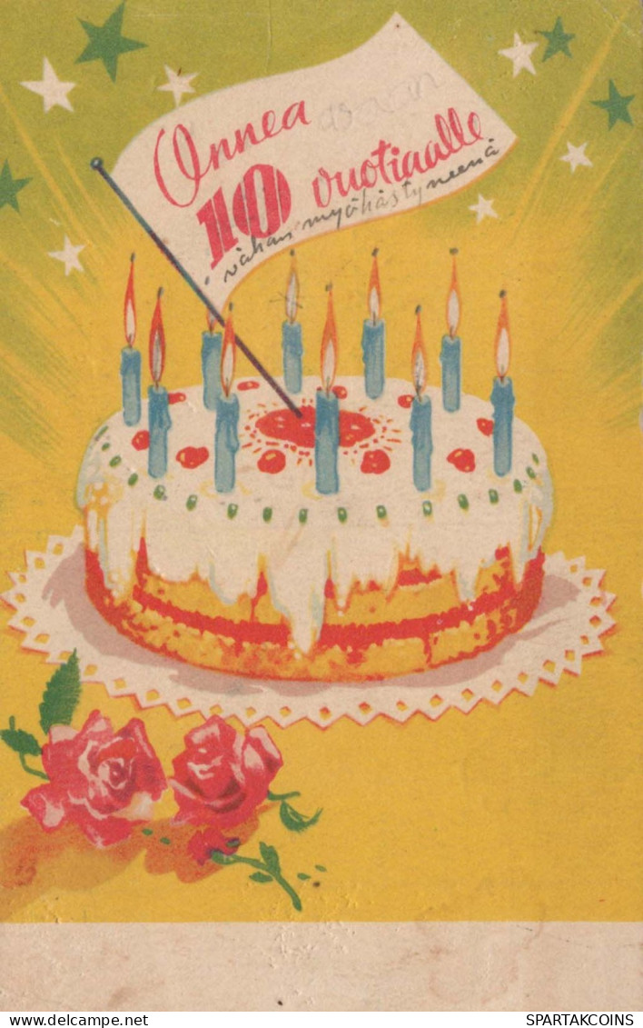 FELIZ CUMPLEAÑOS 10 Año De Edad Vintage Tarjeta Postal CPSMPF #PKD201.A - Cumpleaños