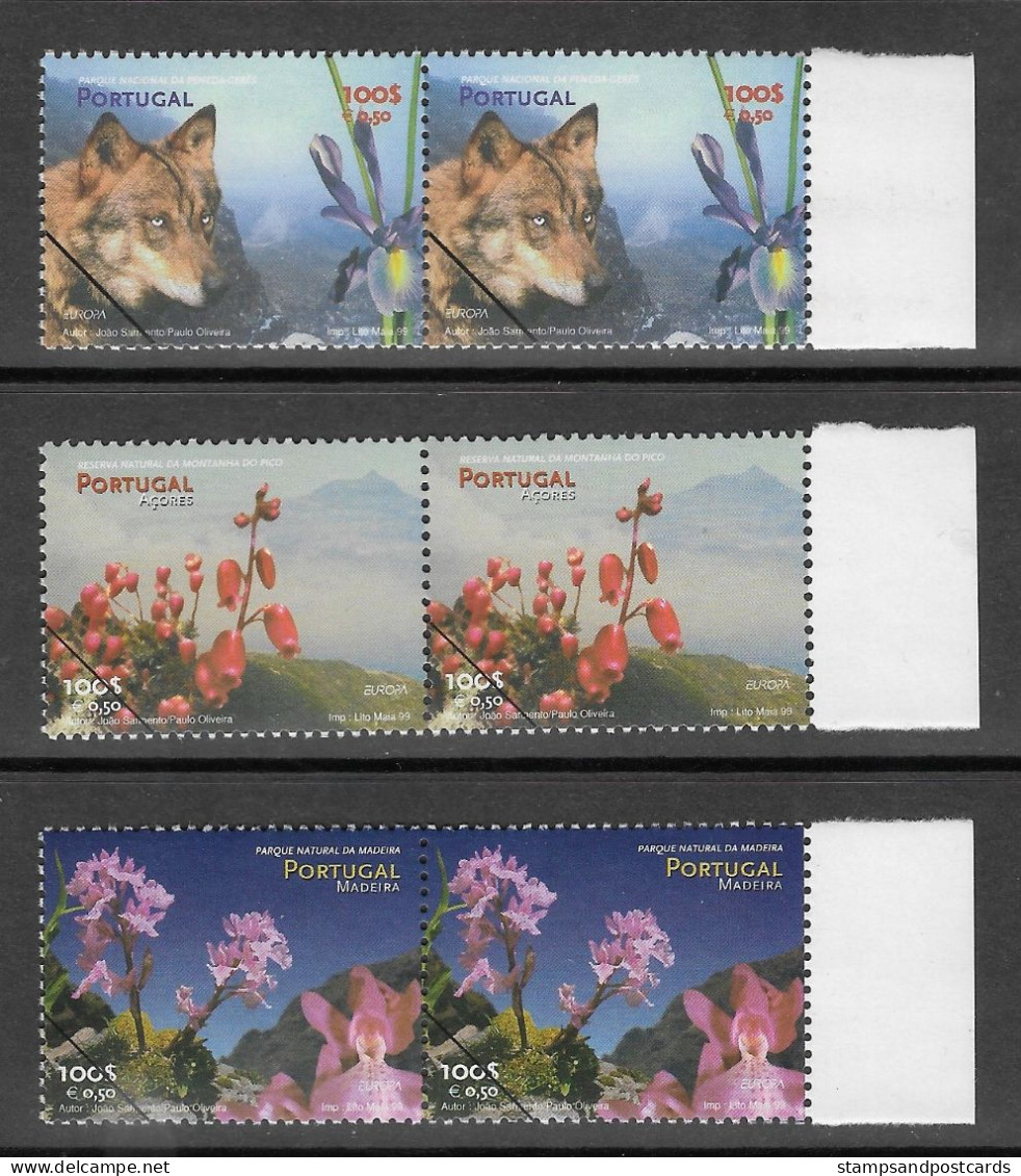 Portugal Acores Azores Madeira Madère SPECIMEN Europa CEPT 1999 Loup Fleurs Wolf Flowers X 2 ** - 1999