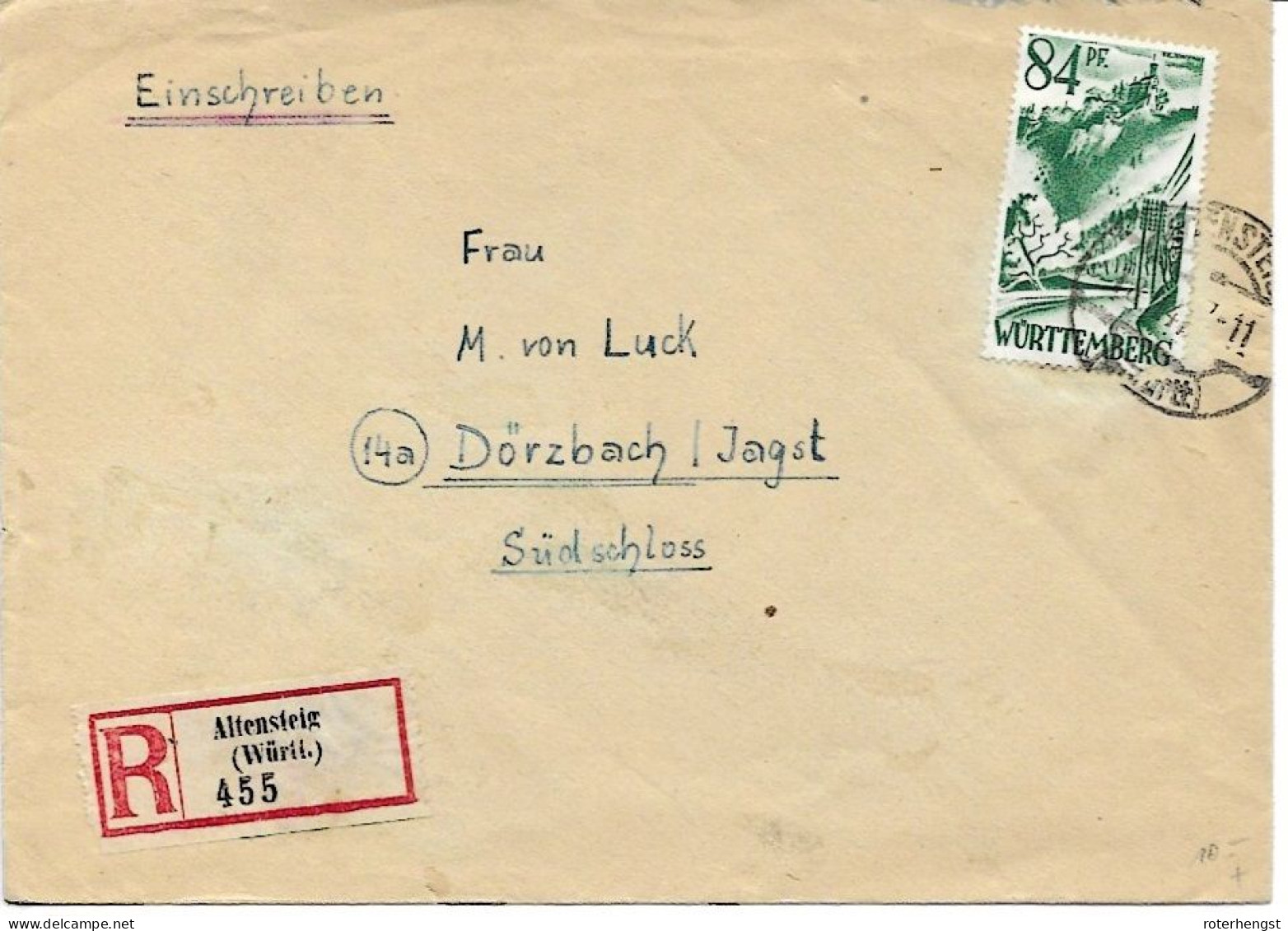 Württemberg Letter From Altensteig 1947 - Wurtemberg