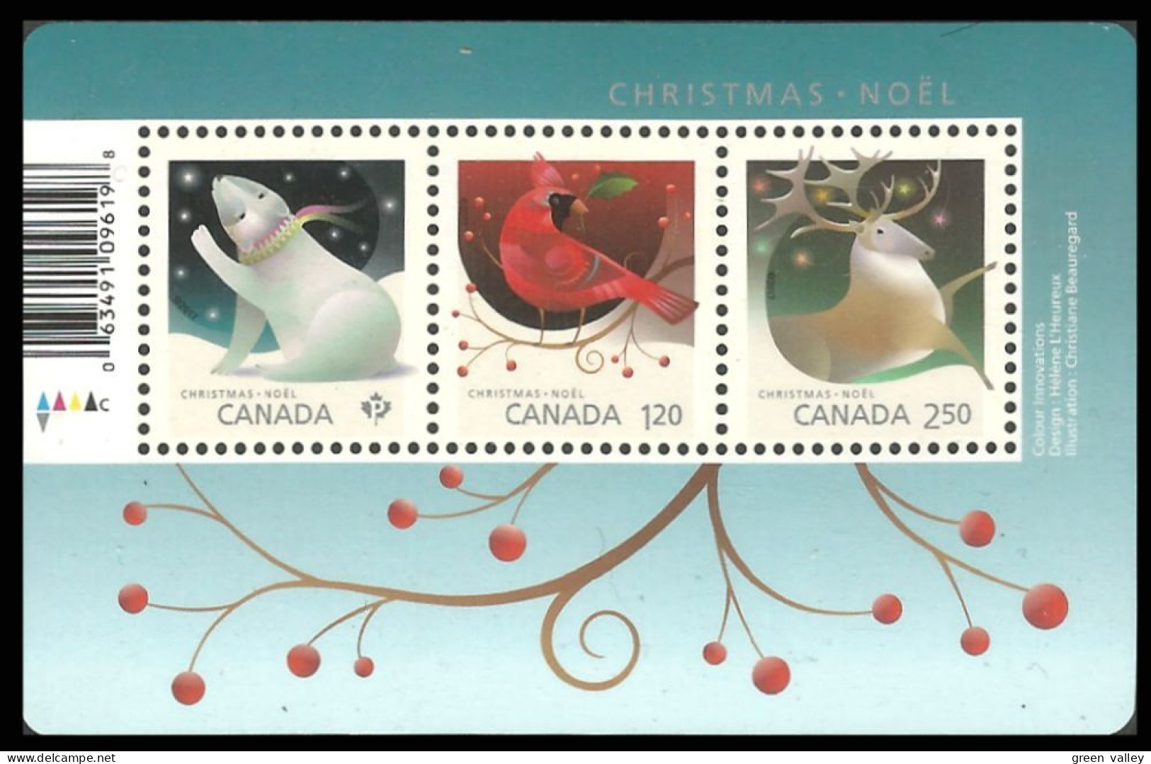 Canada Ours Caribou Cardinal Noel Christmas Bear MNH ** Neuf SC (C30-45a) - Ongebruikt