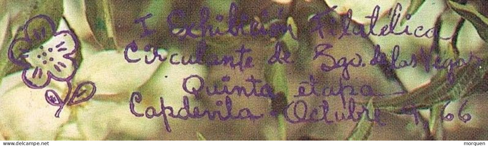 55032. Postal CAPDEVILA (Cuba) 1966. Exposicion Filatelica Itinerante. SANTIAGO De Las VEGAS, Sello Navidades - Storia Postale