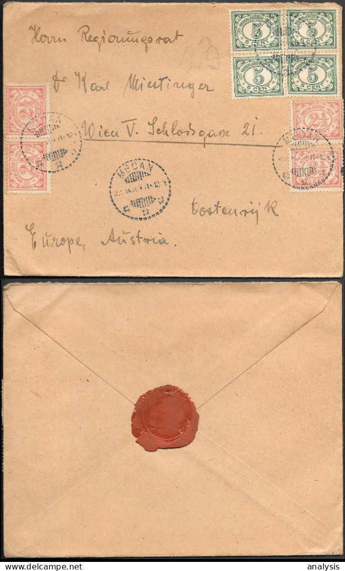 Netherlands Indies Medan Cover Mailed To Austria 1924. 30c Rate. Indonesia - Indie Olandesi