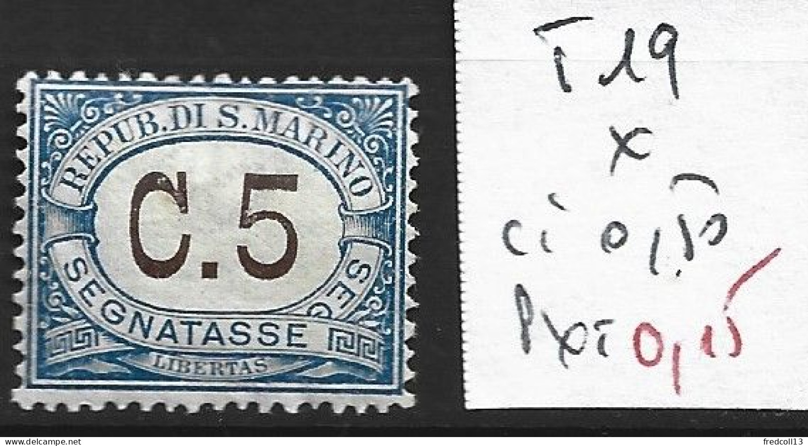 SAINT-MARIN TAXE 19 * Côte 0.50 € - Postage Due