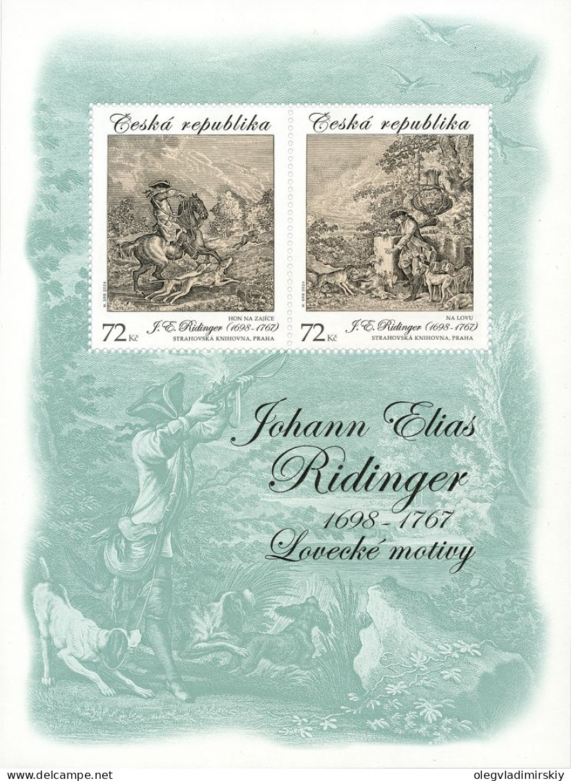 Czech Tschechien Tchèque 2024 Hunting Graphic Art Set Of 2 Stamps In Block MNH - Blocks & Kleinbögen