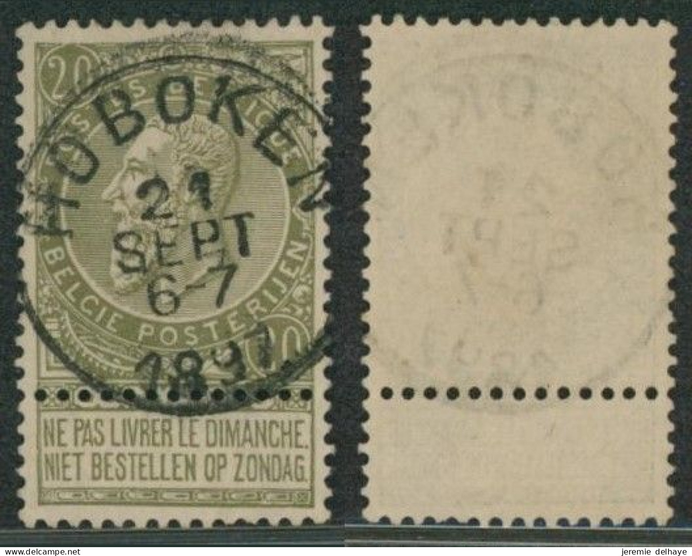 Fine Barbe - N°59 Obl Simple Cercle "Hoboken"  // (AD) - 1893-1900 Schmaler Bart