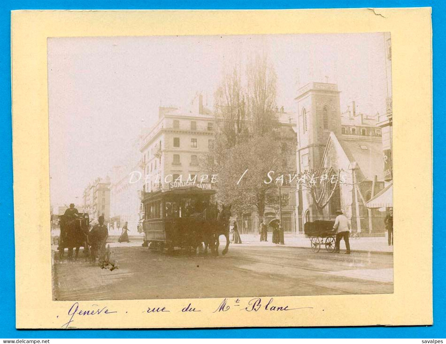Suisse Genève 1893 * Tramway Rue Du Mont-Blanc * Photo Originale - Orte