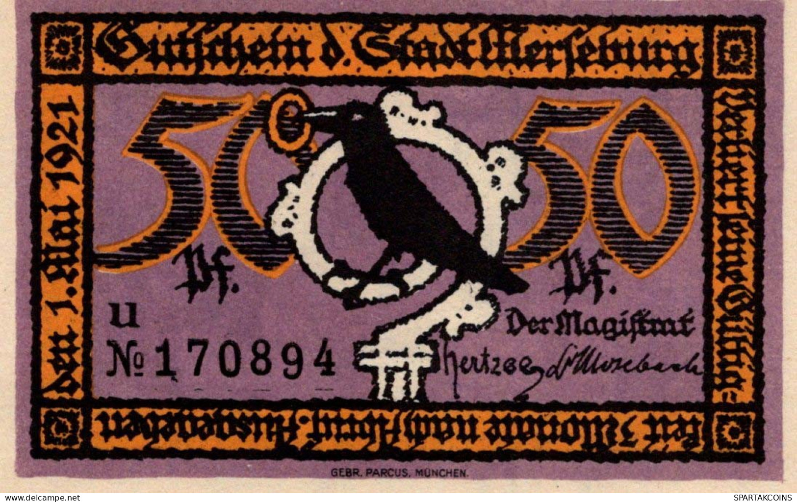 50 PFENNIG 1921 Stadt MERSEBURG Saxony DEUTSCHLAND Notgeld Banknote #PF875 - [11] Emissioni Locali
