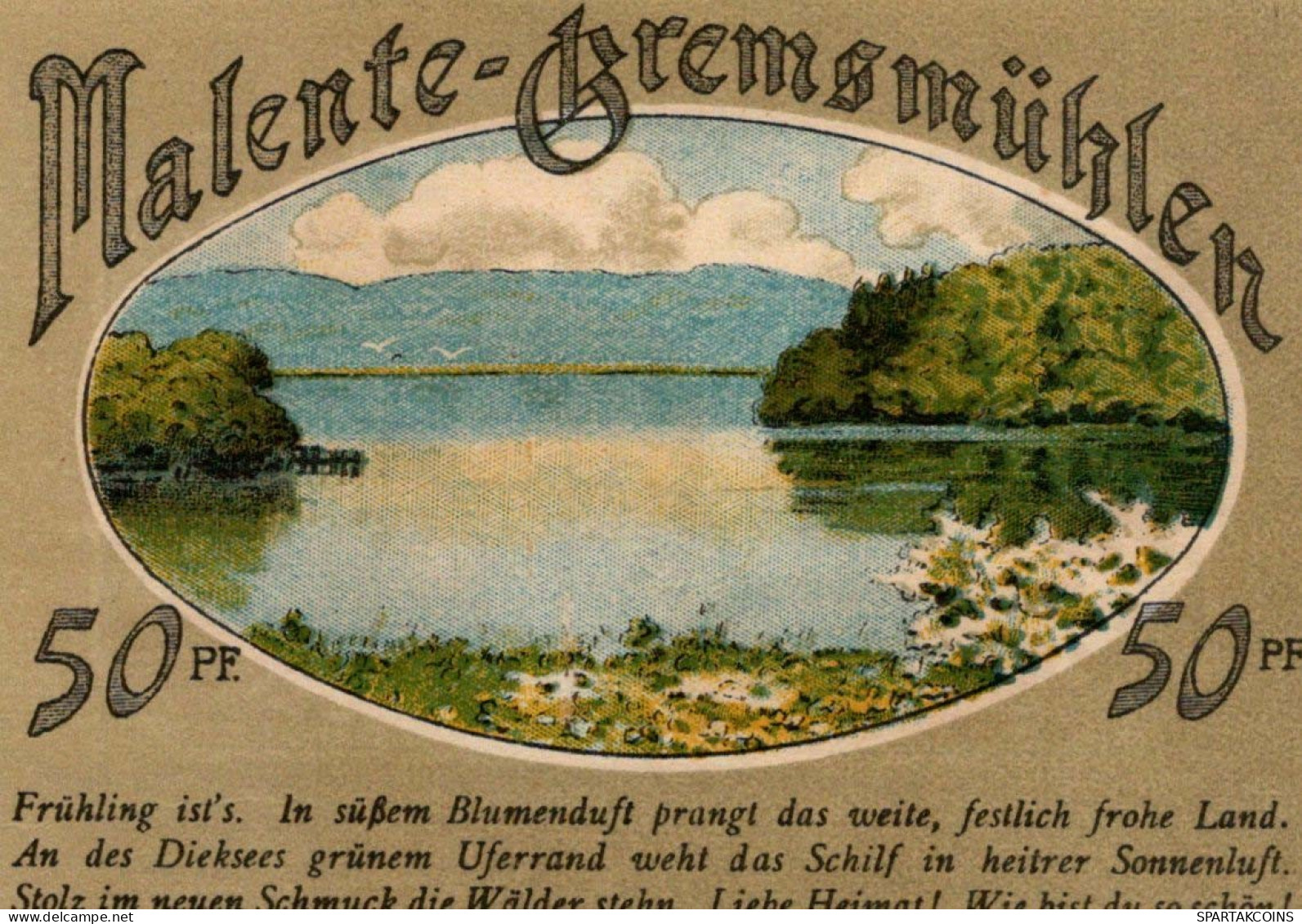 50 PFENNIG 1921 Stadt MALENTE-GREMSMÜHLEN Oldenburg DEUTSCHLAND Notgeld #PD437 - [11] Emissioni Locali